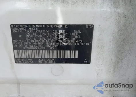 2010 Toyota Rav4 Limited V6 from USA, damaged, VIN 2T3YK4DVXAW004368